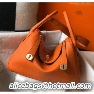 Good Taste Hermes Lindy 30cm Bag In Togo Calfskin Leather H2903 Orange