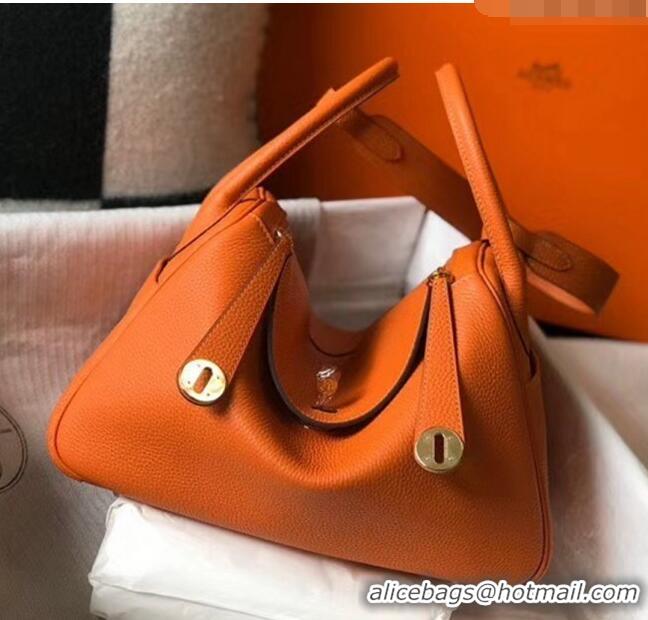 Good Taste Hermes Lindy 30cm Bag In Togo Calfskin Leather H2903 Orange