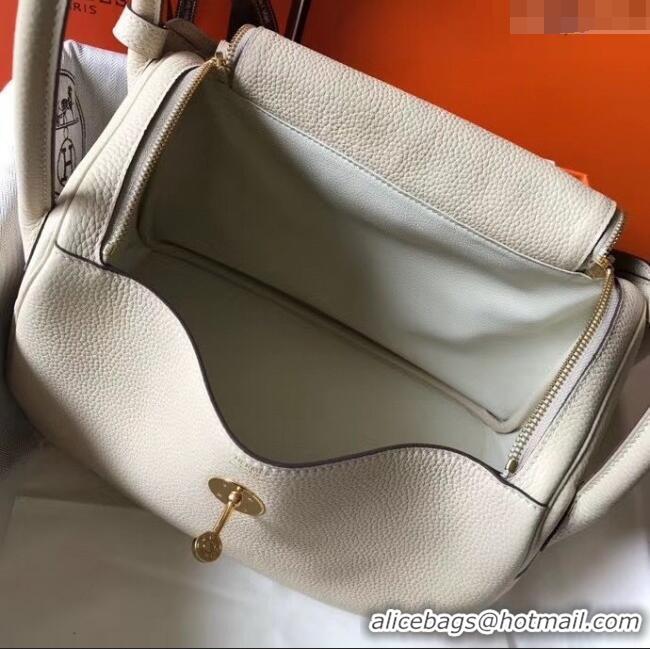 Buy Fashionable Hermes Lindy 30cm Bag In Togo Calfskin Leather H2903 Off-white