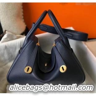 Top Grade Hermes Lindy 30cm Bag In Togo Calfskin Leather H2903 Navy Blue