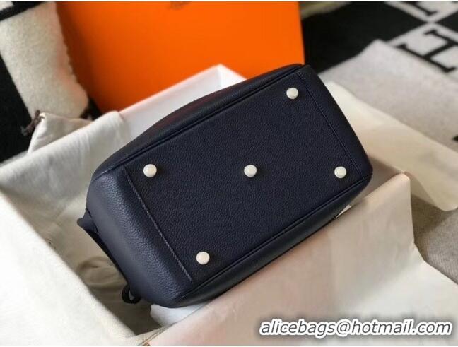 Top Grade Hermes Lindy 30cm Bag In Togo Calfskin Leather H2903 Navy Blue