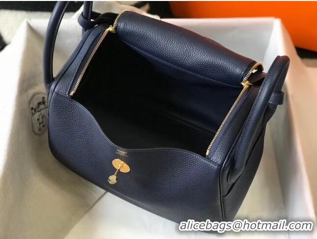 Top Grade Hermes Lindy 30cm Bag In Togo Calfskin Leather H2903 Navy Blue