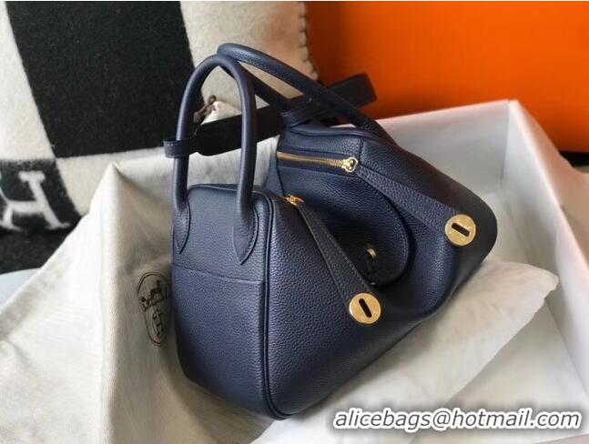 Top Grade Hermes Lindy 30cm Bag In Togo Calfskin Leather H2903 Navy Blue