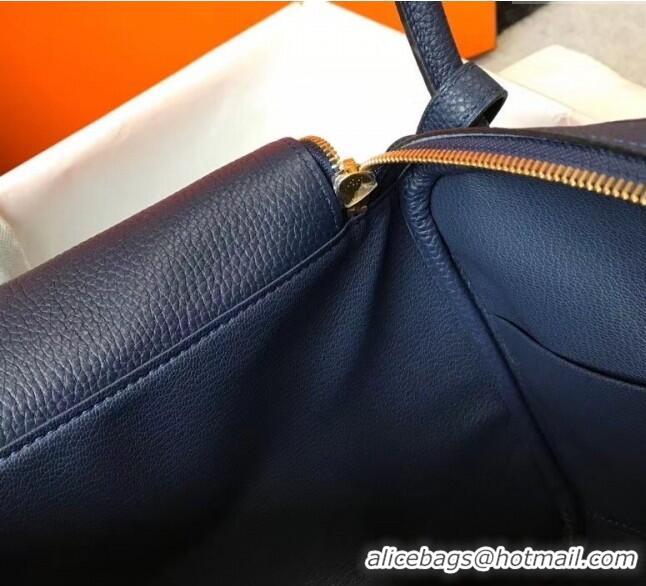 Top Grade Hermes Lindy 30cm Bag In Togo Calfskin Leather H2903 Navy Blue