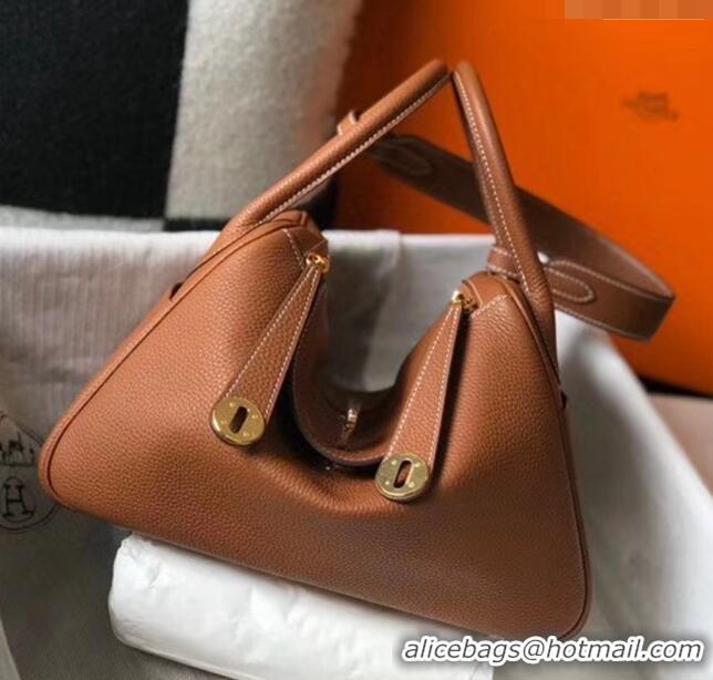 Well Crafted Hermes Lindy 30cm Bag In Togo Calfskin Leather H2903 Brown