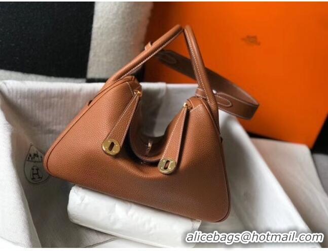 Well Crafted Hermes Lindy 30cm Bag In Togo Calfskin Leather H2903 Brown