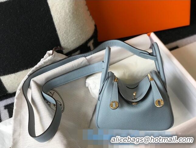 Lowest Cost Hermes Lindy Mini Bag 19CM H1714 Flax Blue Gold