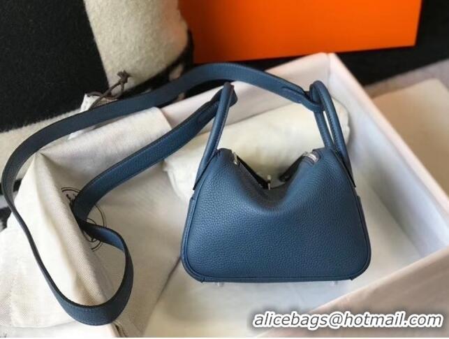 Super Quality Hermes Lindy Mini Bag 19CM H1714 Agate Blue Silver