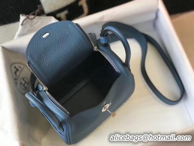 Super Quality Hermes Lindy Mini Bag 19CM H1714 Agate Blue Silver