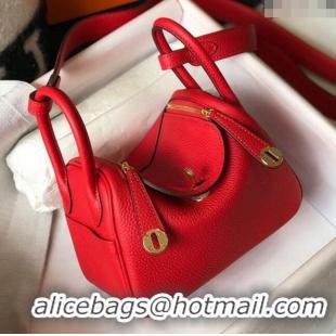 Luxury Discount Hermes Lindy Mini Bag 19CM H1714 Red Gold