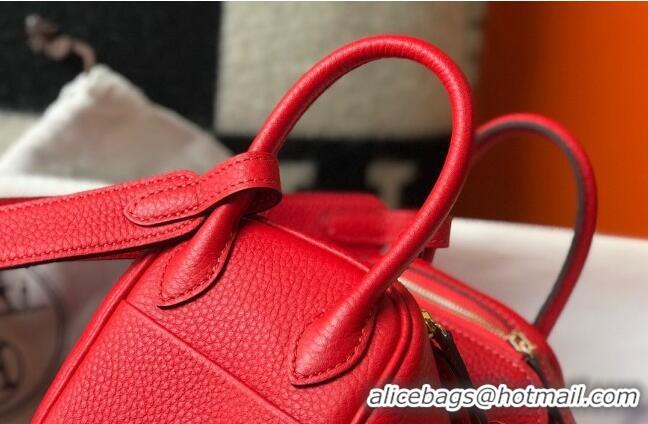 Luxury Discount Hermes Lindy Mini Bag 19CM H1714 Red Gold