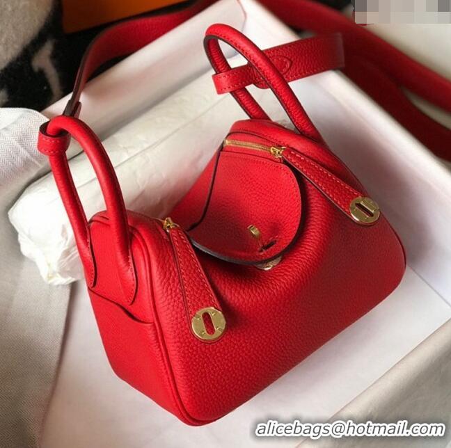 Luxury Discount Hermes Lindy Mini Bag 19CM H1714 Red Gold