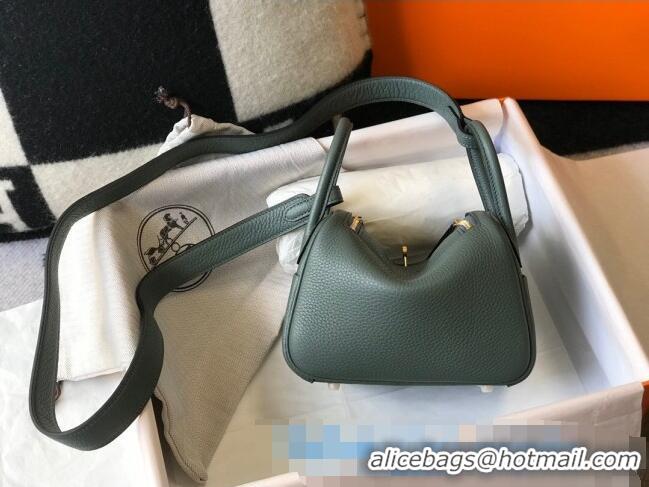 Modern Grade Hermes Lindy Mini Bag 19CM H1714 Green Gold