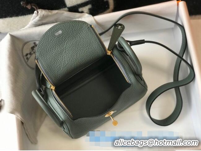 Modern Grade Hermes Lindy Mini Bag 19CM H1714 Green Gold