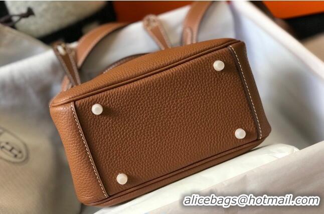 Top Grade Cheap Hermes Lindy Mini Bag 19CM H1714 Brown Gold