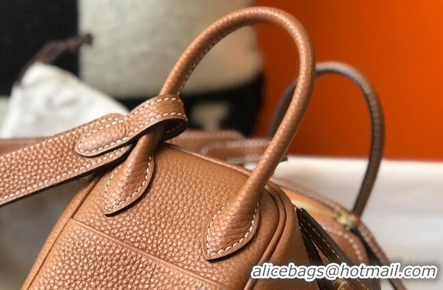 Top Grade Cheap Hermes Lindy Mini Bag 19CM H1714 Brown Gold