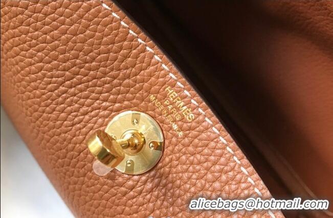 Top Grade Cheap Hermes Lindy Mini Bag 19CM H1714 Brown Gold