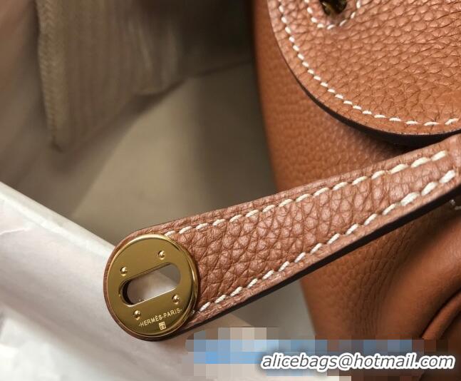 Top Grade Cheap Hermes Lindy Mini Bag 19CM H1714 Brown Gold