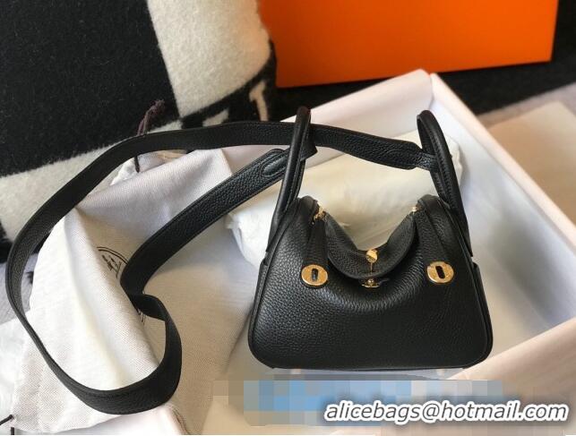 Promotional Hermes Lindy Mini Bag 19CM H1714 Black Gold