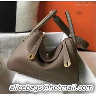 Grade Design Hermes Lindy 26cm/30cm Bag in Grainy Calfskin Leather H2691 Etoupe Grey