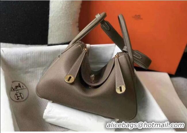 Grade Design Hermes Lindy 26cm/30cm Bag in Grainy Calfskin Leather H2691 Etoupe Grey