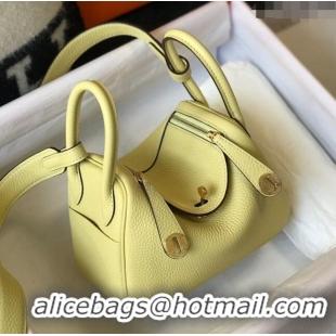 Shop Inexpensive Hermes Lindy Mini Bag 19cm in Grainy Calfskin H2345 Chick Yellow