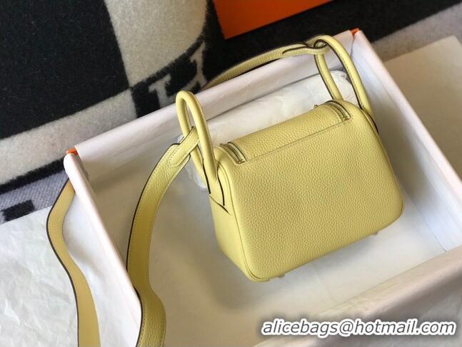 Shop Inexpensive Hermes Lindy Mini Bag 19cm in Grainy Calfskin H2345 Chick Yellow