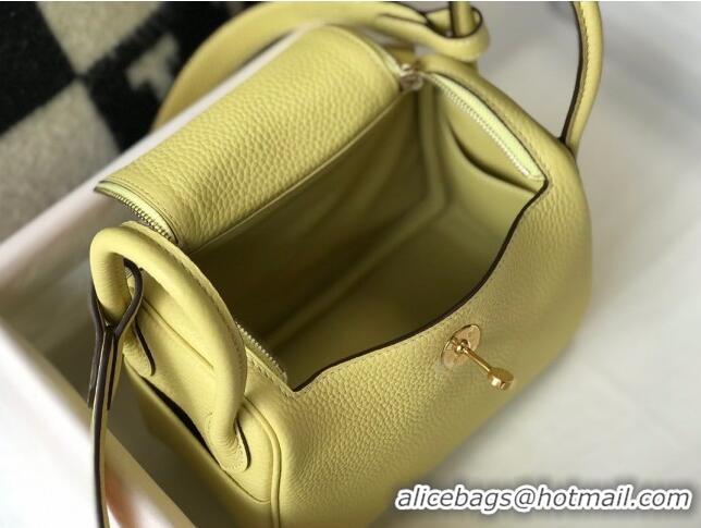 Shop Inexpensive Hermes Lindy Mini Bag 19cm in Grainy Calfskin H2345 Chick Yellow