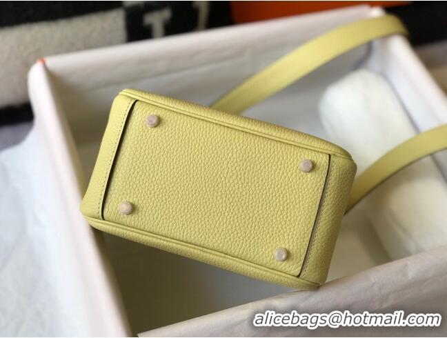 Shop Inexpensive Hermes Lindy Mini Bag 19cm in Grainy Calfskin H2345 Chick Yellow