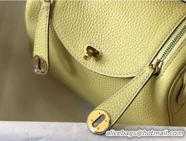 Shop Inexpensive Hermes Lindy Mini Bag 19cm in Grainy Calfskin H2345 Chick Yellow