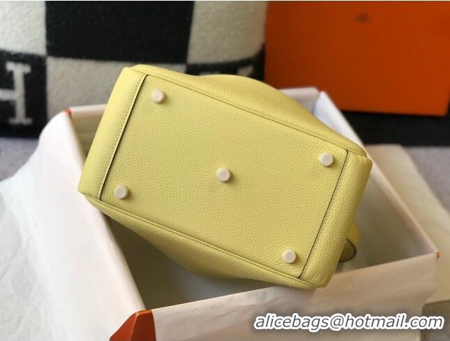 Promotional Hermes Lindy 26cm/30cm Bag in Grainy Calfskin H2691 Chick Yellow