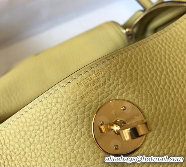 Promotional Hermes Lindy 26cm/30cm Bag in Grainy Calfskin H2691 Chick Yellow