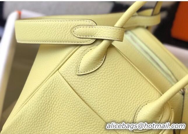 Promotional Hermes Lindy 26cm/30cm Bag in Grainy Calfskin H2691 Chick Yellow