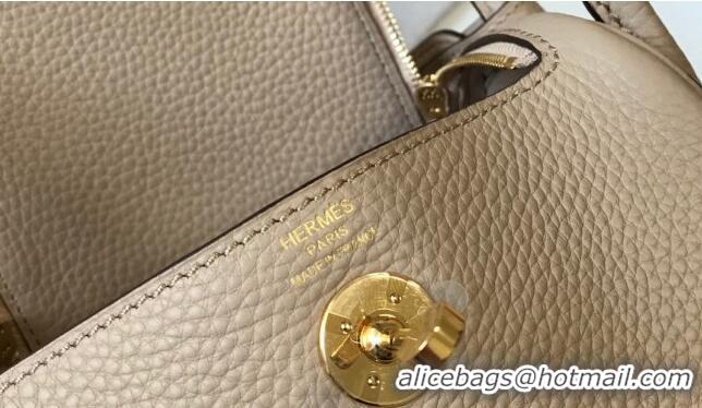 Famous Brand Hermes Lindy Mini Bag 19cm in Grainy Calfskin H0113 Coat Beige