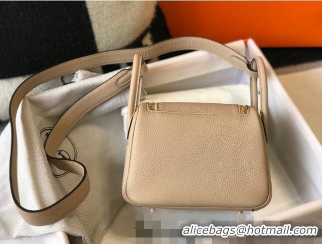 Famous Brand Hermes Lindy Mini Bag 19cm in Grainy Calfskin H0113 Coat Beige