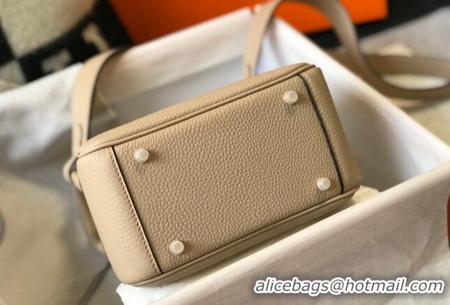 Famous Brand Hermes Lindy Mini Bag 19cm in Grainy Calfskin H0113 Coat Beige