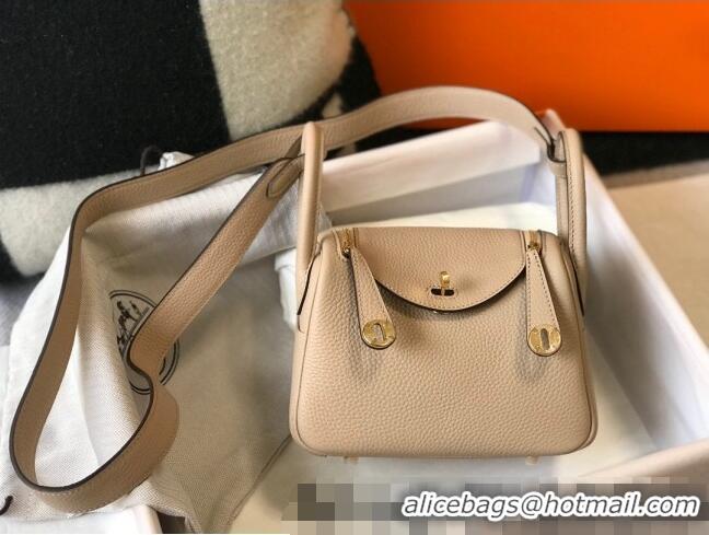 Famous Brand Hermes Lindy Mini Bag 19cm in Grainy Calfskin H0113 Coat Beige