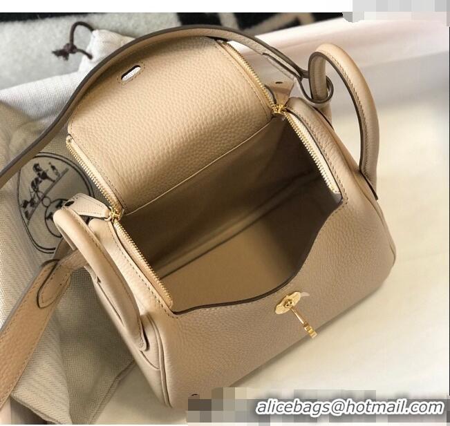 Famous Brand Hermes Lindy Mini Bag 19cm in Grainy Calfskin H0113 Coat Beige