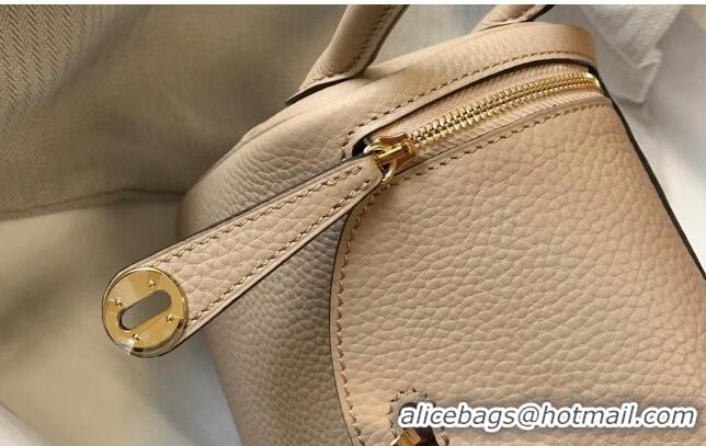 Famous Brand Hermes Lindy Mini Bag 19cm in Grainy Calfskin H0113 Coat Beige