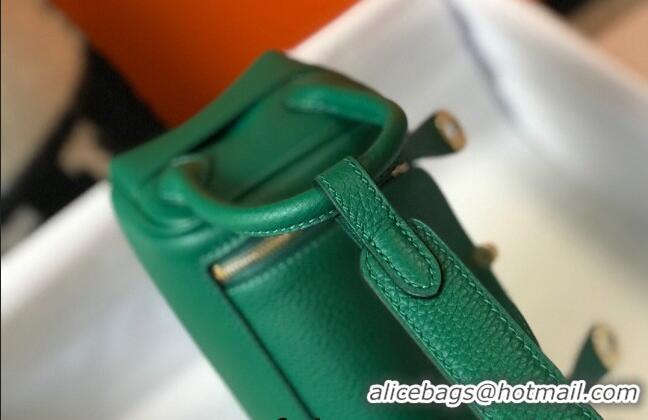 Low Price Hermes Lindy Mini Bag 19cm in Grainy Calfskin H0113 Emerald Green