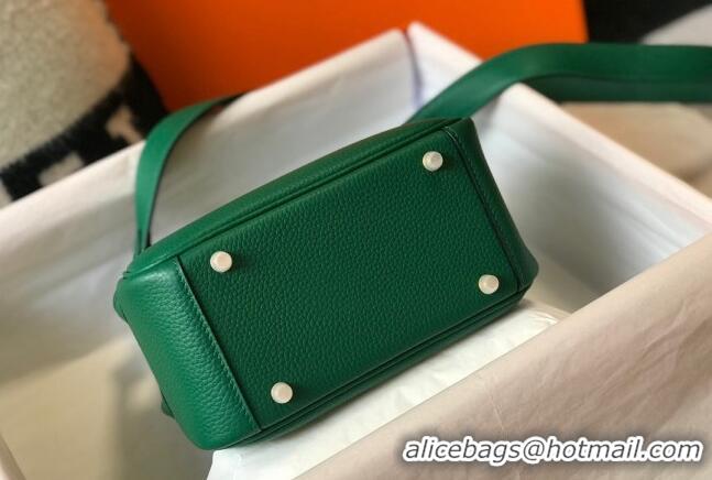 Low Price Hermes Lindy Mini Bag 19cm in Grainy Calfskin H0113 Emerald Green