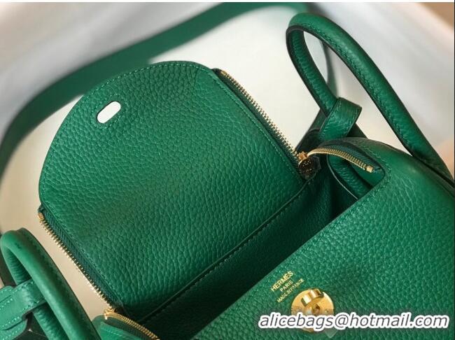 Low Price Hermes Lindy Mini Bag 19cm in Grainy Calfskin H0113 Emerald Green