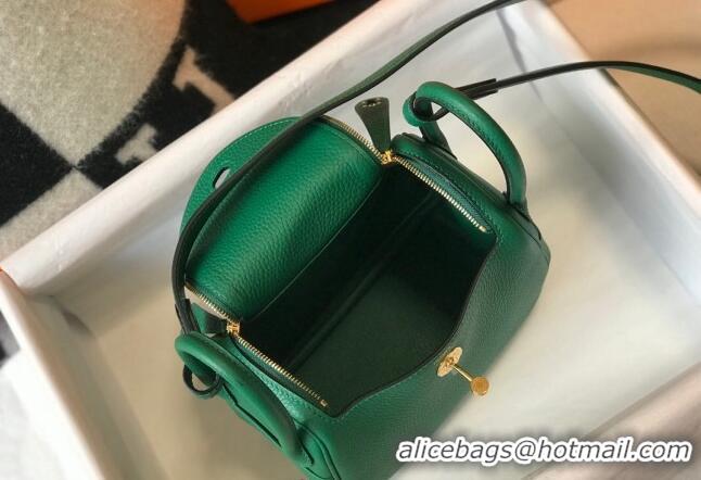 Low Price Hermes Lindy Mini Bag 19cm in Grainy Calfskin H0113 Emerald Green