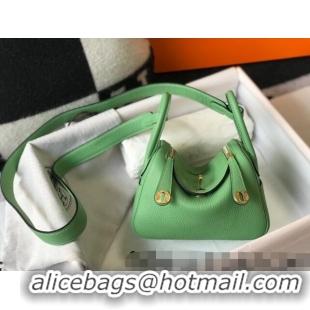 Super Quality Hermes Lindy Mini Bag 19cm in Grainy Calfskin H0113 Avocado Green