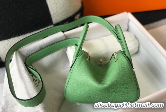 Super Quality Hermes Lindy Mini Bag 19cm in Grainy Calfskin H0113 Avocado Green