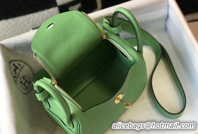 Super Quality Hermes Lindy Mini Bag 19cm in Grainy Calfskin H0113 Avocado Green