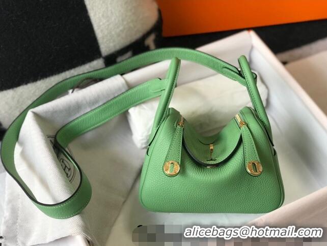 Super Quality Hermes Lindy Mini Bag 19cm in Grainy Calfskin H0113 Avocado Green