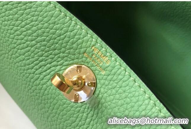 Super Quality Hermes Lindy Mini Bag 19cm in Grainy Calfskin H0113 Avocado Green