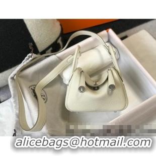 Reasonable Price Hermes Lindy Mini Bag 19cm in Grainy Calfskin H0113 Wool White/Silver