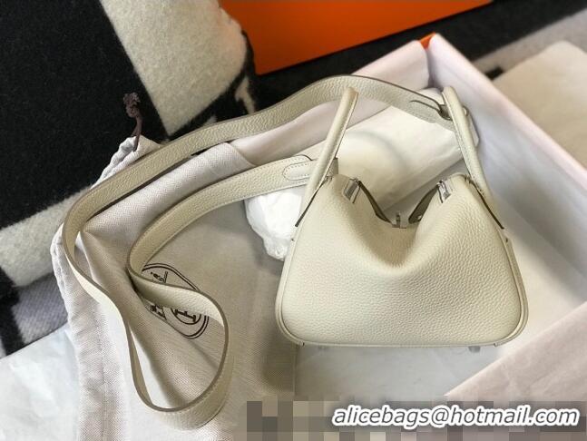 Reasonable Price Hermes Lindy Mini Bag 19cm in Grainy Calfskin H0113 Wool White/Silver